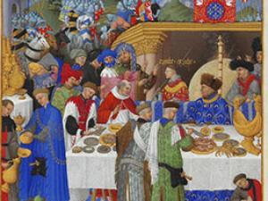 Enluminure représentant un banquet