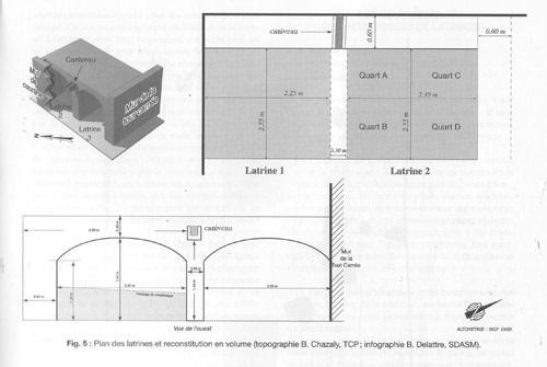 Plan des latrines et reconstitution en volume